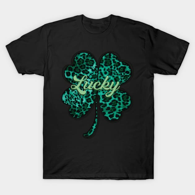 Shamrock Green Cheetah Pattern Lucky T-Shirt by Sheila’s Studio